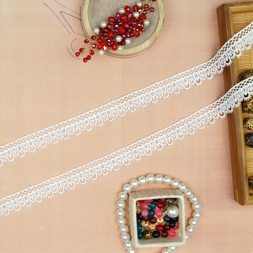 [83622-2 WHITE] One Side Border Shuttle Lace
