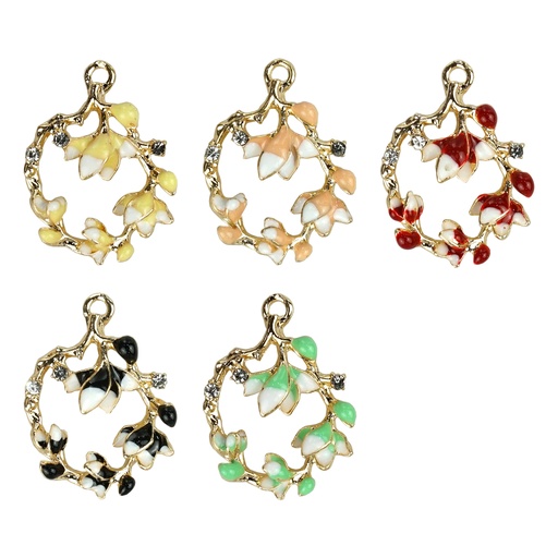 Floral Wreath with Stone Pendant