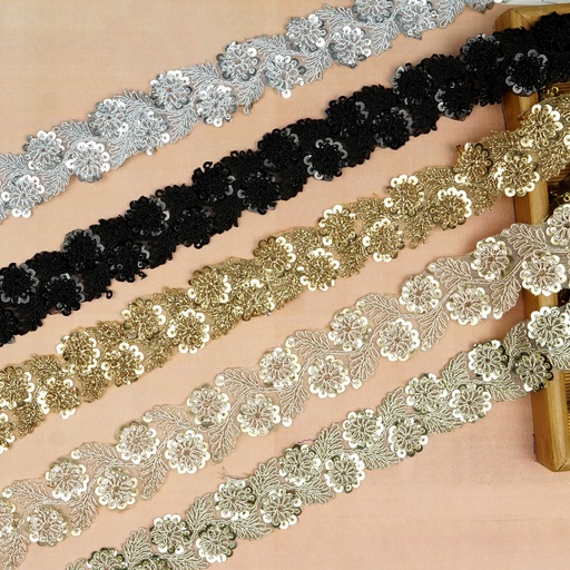 Fancy Metallic Yarn Sequence Lace