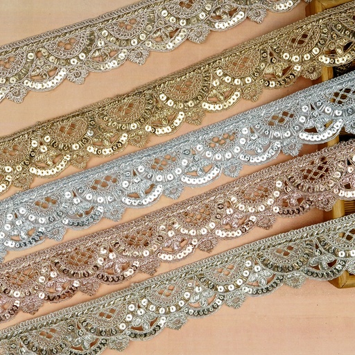 Fancy Metallic Yarn Sequence Lace
