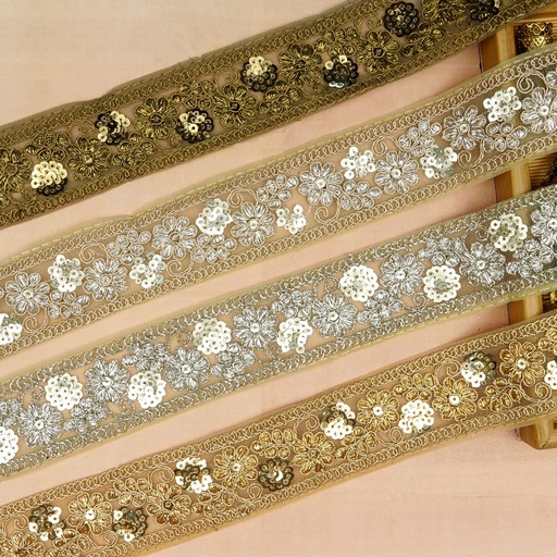 Fancy Metallic Yarn Sequence Lace
