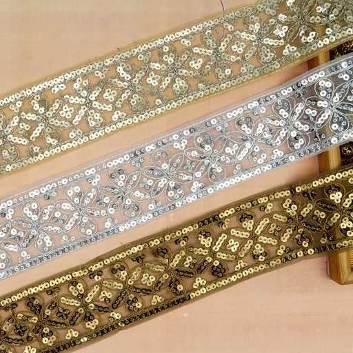 Fancy Metallic Yarn Sequence Lace
