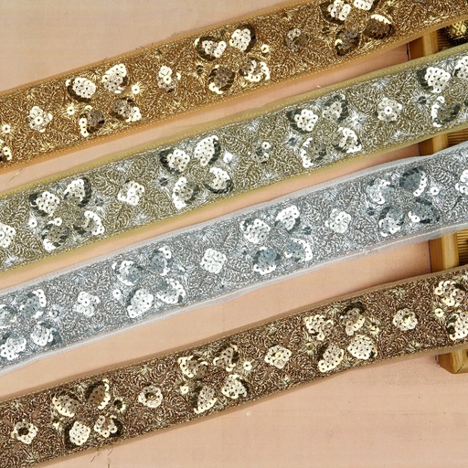 Fancy Metallic Yarn Sequence Lace