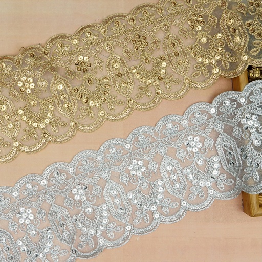 Fancy Metallic Yarn Sequence Lace
