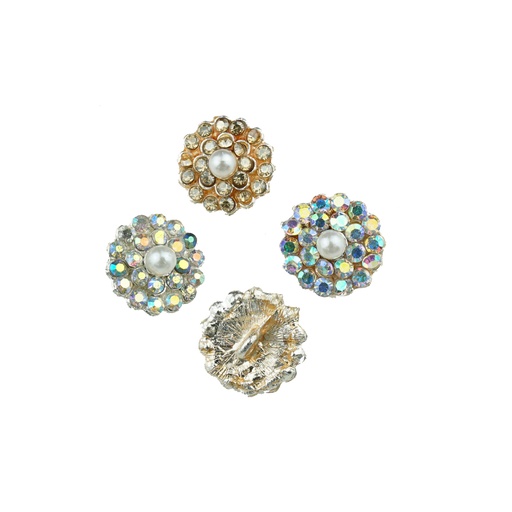 Gold Base Pearl Rhinestone Button
