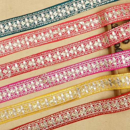 Fancy Metallic Yarn Sequence Lace