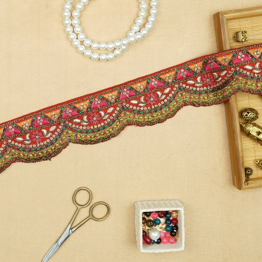 [FANL1338 MULTI] Fancy Metallic Yarn Sequence Lace