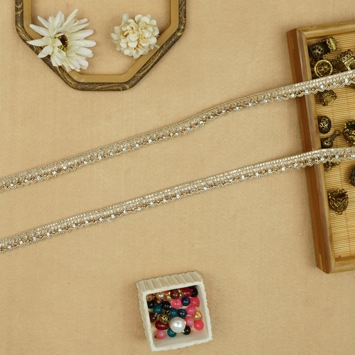 [FANL1375 GOLD] Fancy Crystal Gota Lace