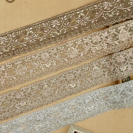 Fancy Metallic Yarn Sequence Lace