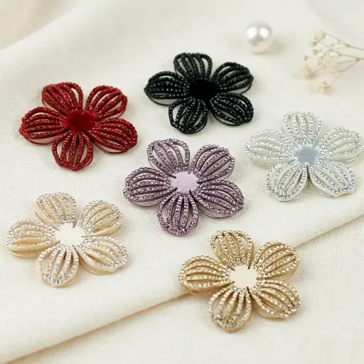 Sparkling Rhinestone Cutout Flower Patches & Appliques