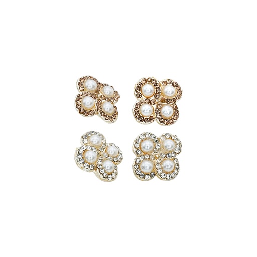 Gold Base Pearl Rhinestone Button