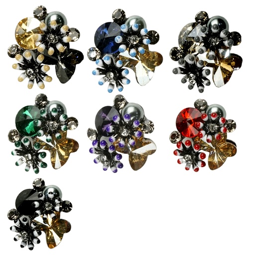 Crystal Butterfly Pearl Flower Button