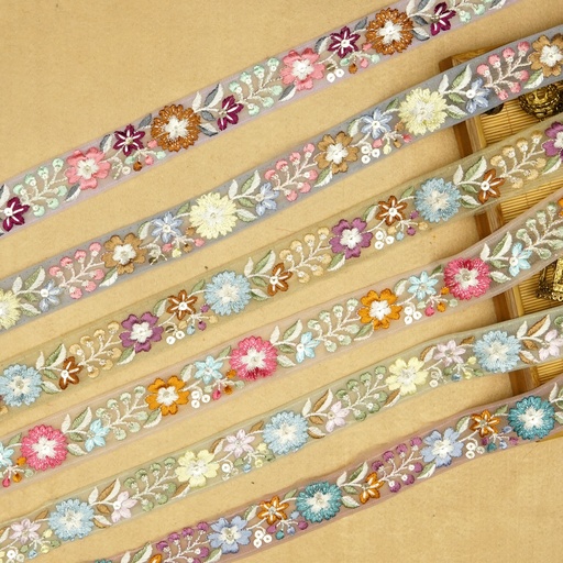 [E5757 MULTI] Fancy Sequence Embroidery Net Lace