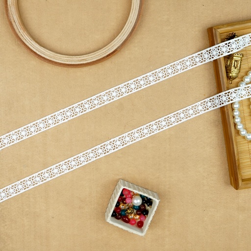 [A5104 WHITE] Double Side Border Shuttle Lace