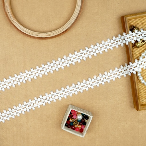 [A4912 WHITE] Double Side Border Shuttle Lace