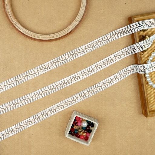 [AY83813-2/A3206 WHT] Double Side Border Shuttle Lace
