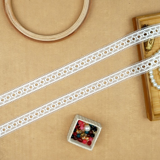 [AL2057 WHITE] Double Side Border Shuttle Lace
