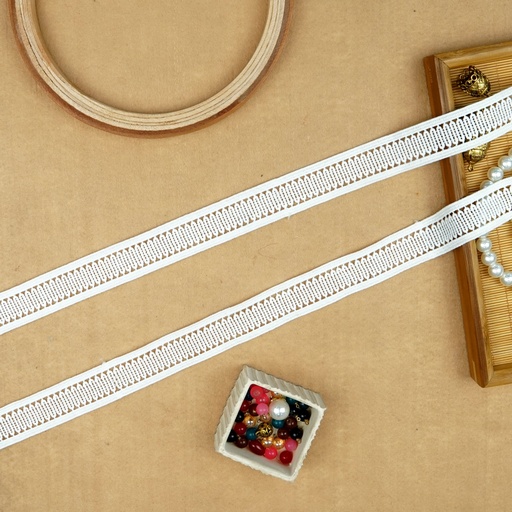 [AL2058 WHITE] Double Side Border Shuttle Lace