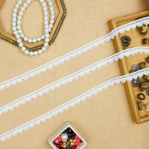 [AL603/A3408 WHITE] One Side Border Shuttle Lace