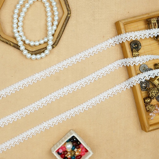 [A6275 WHITE] One Side Border Shuttle Lace