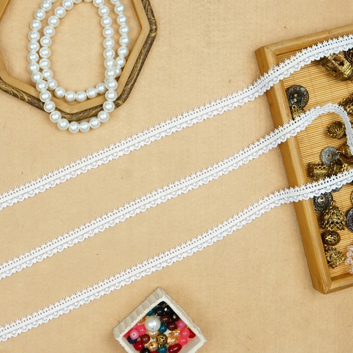 [A6192 WHITE] One Side Border Shuttle Lace