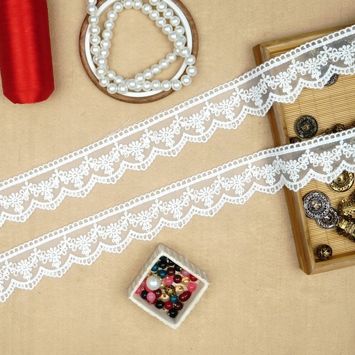 [NL206 WHITE] One Side Border Net Lace