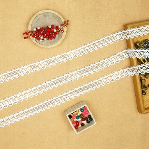[B0001 WHITE] One Side Border Shuttle Lace