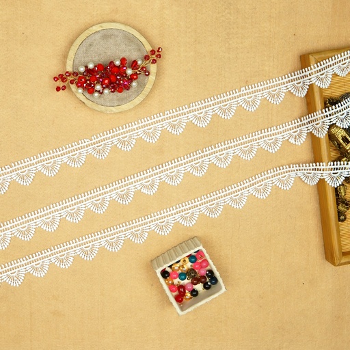 [81117-2 WHITE] One Side Border Shuttle Lace