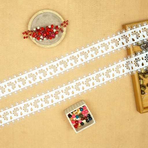 [82570-4 WHITE] Double Side Border Shuttle Lace