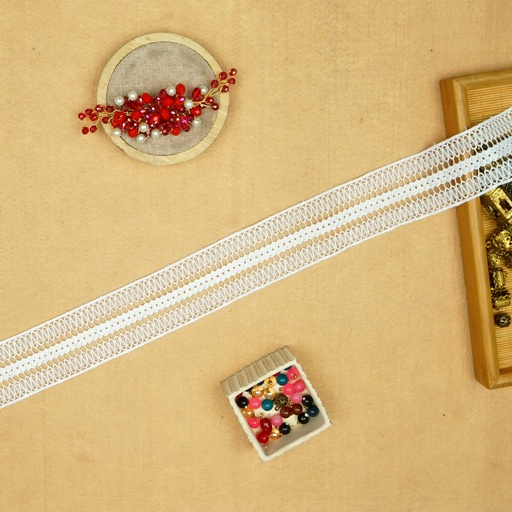 [811383-4 WHITE] Double Side Border Shuttle Lace