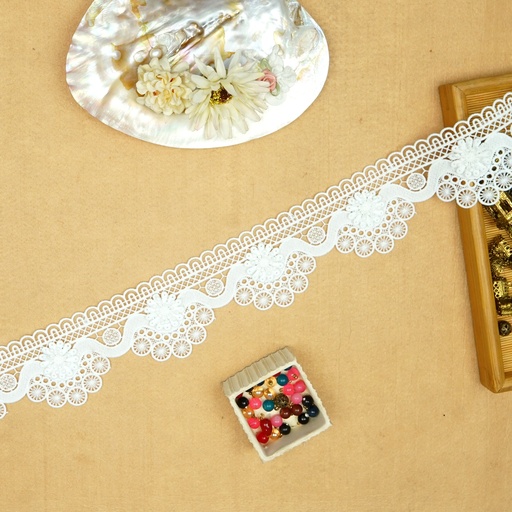 [19458T6/17458T6 WHITE] One Side Border Shuttle Lace