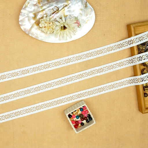 [86678-2 WHITE] Double Side Border Shuttle Lace