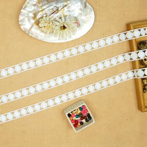 [86130-2 WHITE] Double Side Border Shuttle Lace