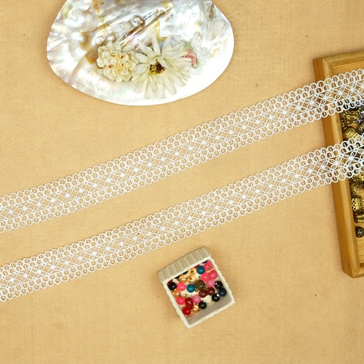 [811384-3 WHITE] Double Side Border Shuttle Lace