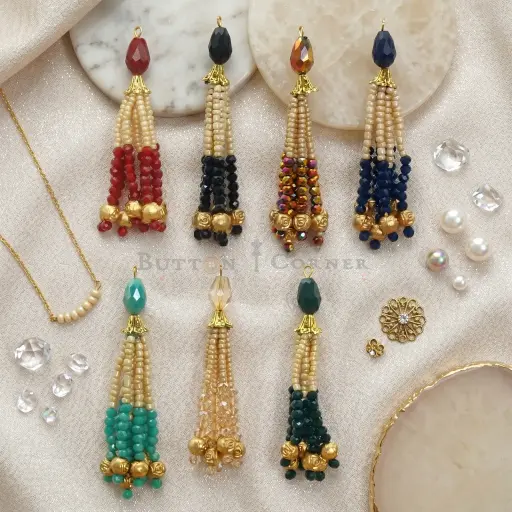 Fancy Glass Beads Crystals Tassel