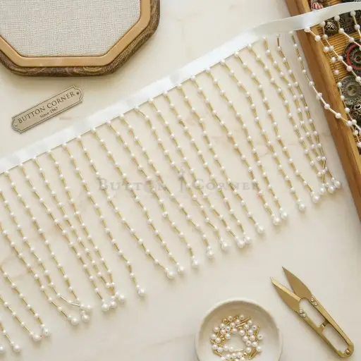 Fancy Glass Beads, Pearl, Hanging Lace