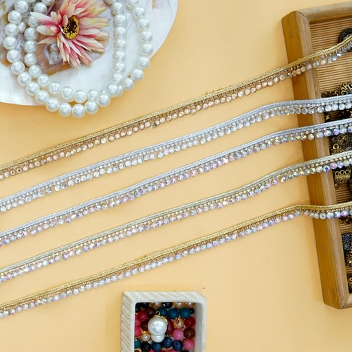 Stick On Metallic Yarn Stone Lace