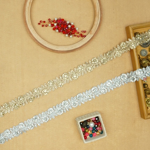 Fancy Metallic Yarn Crystal Lace