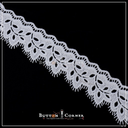[AL901-WHITE] One Side Border Shuttle Lace