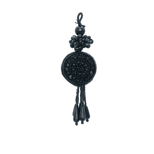 [TSL323 BLACK] Fancy Glass Beads Crystal Tassel