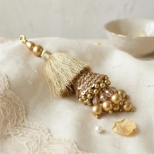 [TSL330 GOLD] Fancy Sequence Pearl Tassel