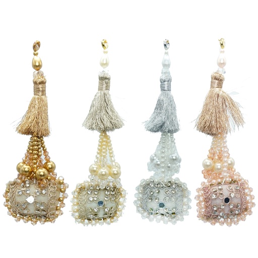 Metallic Yarn Crystal & Pearl Tassel