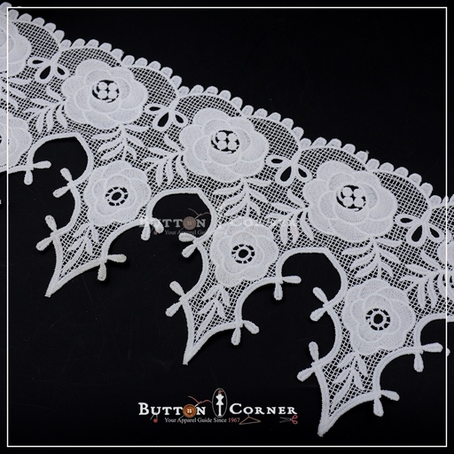 [AL903-WHITE] One Side Border Shuttle Lace