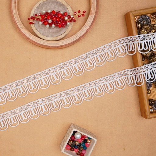 [D17683 WHITE] One Side Border Shuttle Lace