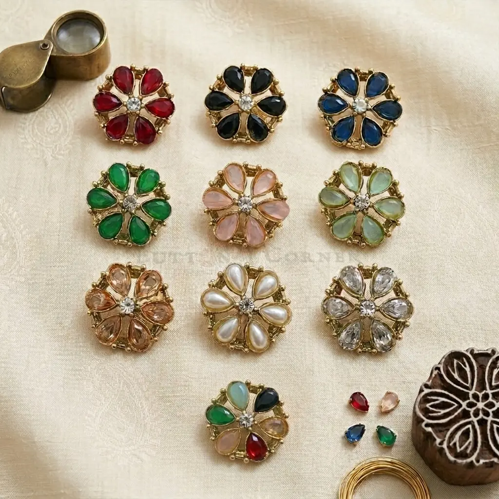 Fancy Kundan Button | Button Corner