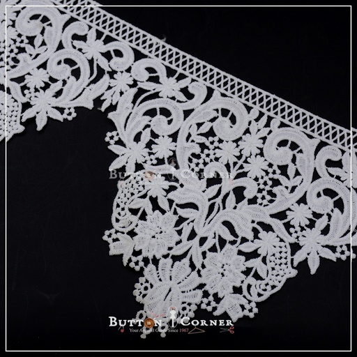 [AL906-WHITE] One Side Border Shuttle Lace