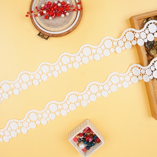 [D17921 WHITE] One Side Border Shuttle Lace