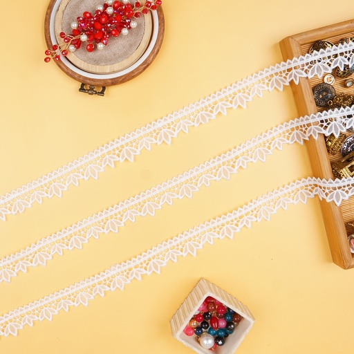 [OL132 WHITE] One Side Border Organza Lace