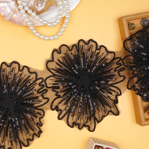 Glass Beads Sequence Organza Lace