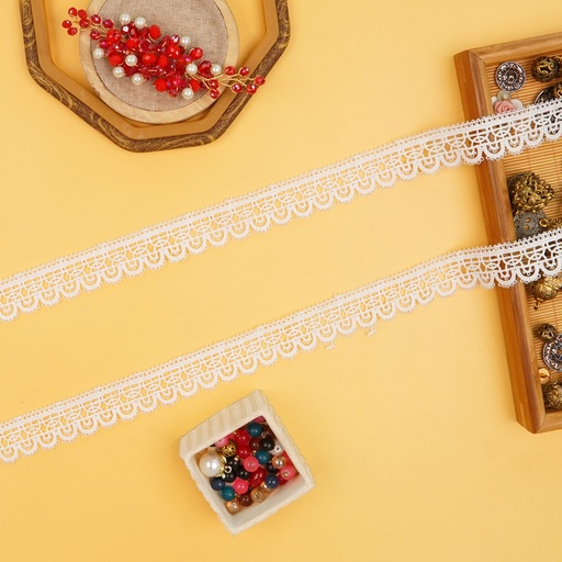[D17914 WHITE] One Side Border Shuttle Lace